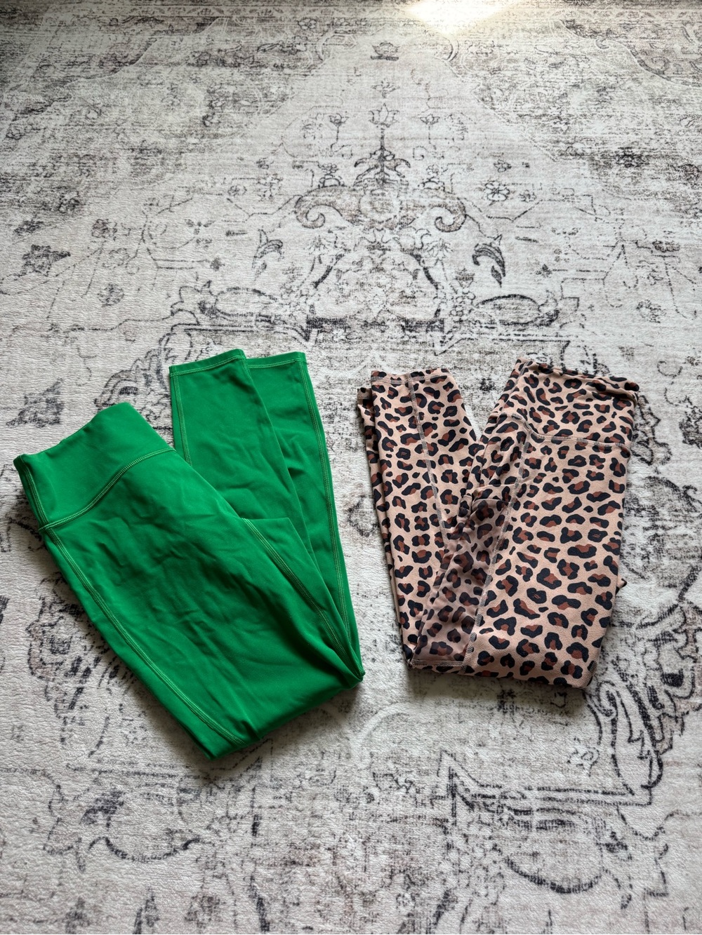 Fabletics Green Leggings & Leopard Print Leggings Set